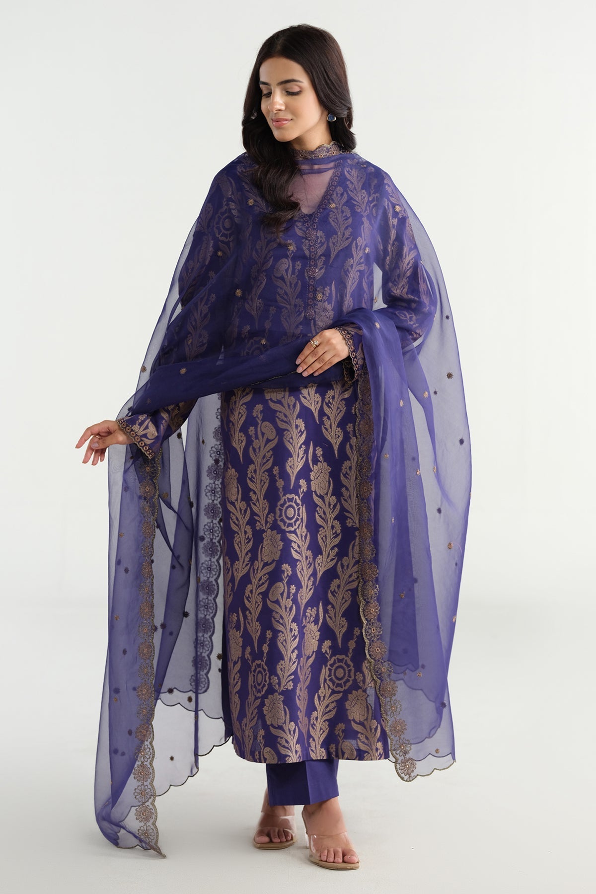 3 Piece - Embroidered Jacquard Suit - C6285 - Shop Now at Kayseria
