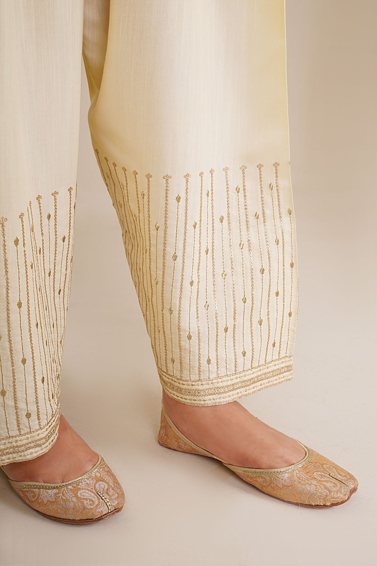 3 Piece - Embroidered & Embellished Raw Silk Suit - KPS25-P3192 - Shop Now at Kayseria