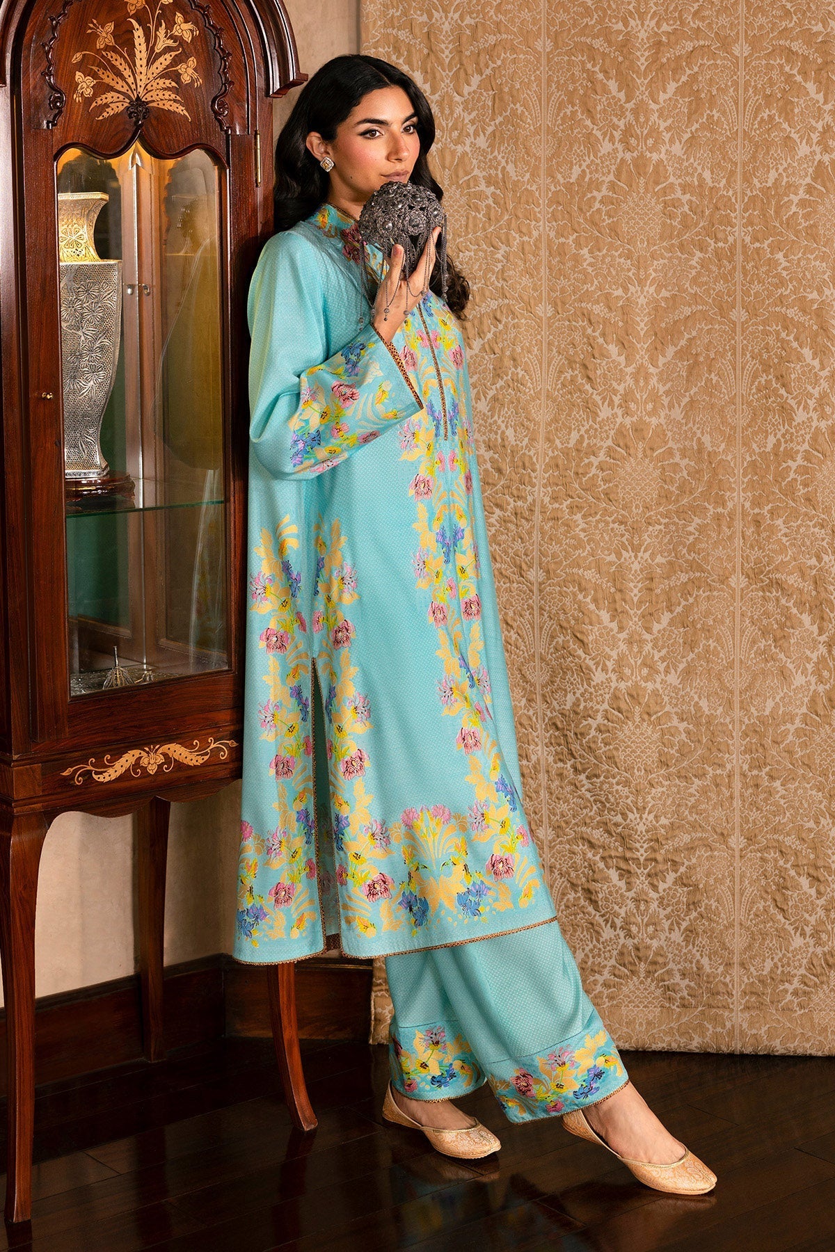 2 Piece - Printed Pure Silk Suit - MCP1712 - Shop Now at Kayseria