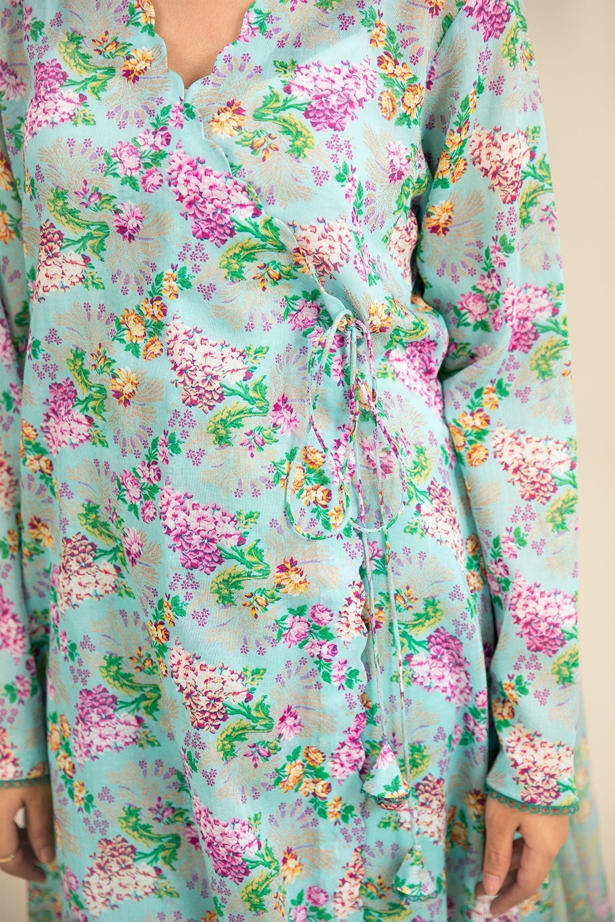 3 Piece - Printed & Embroidered Malmal Suit - MC1813-1 - Shop Now at Kayseria