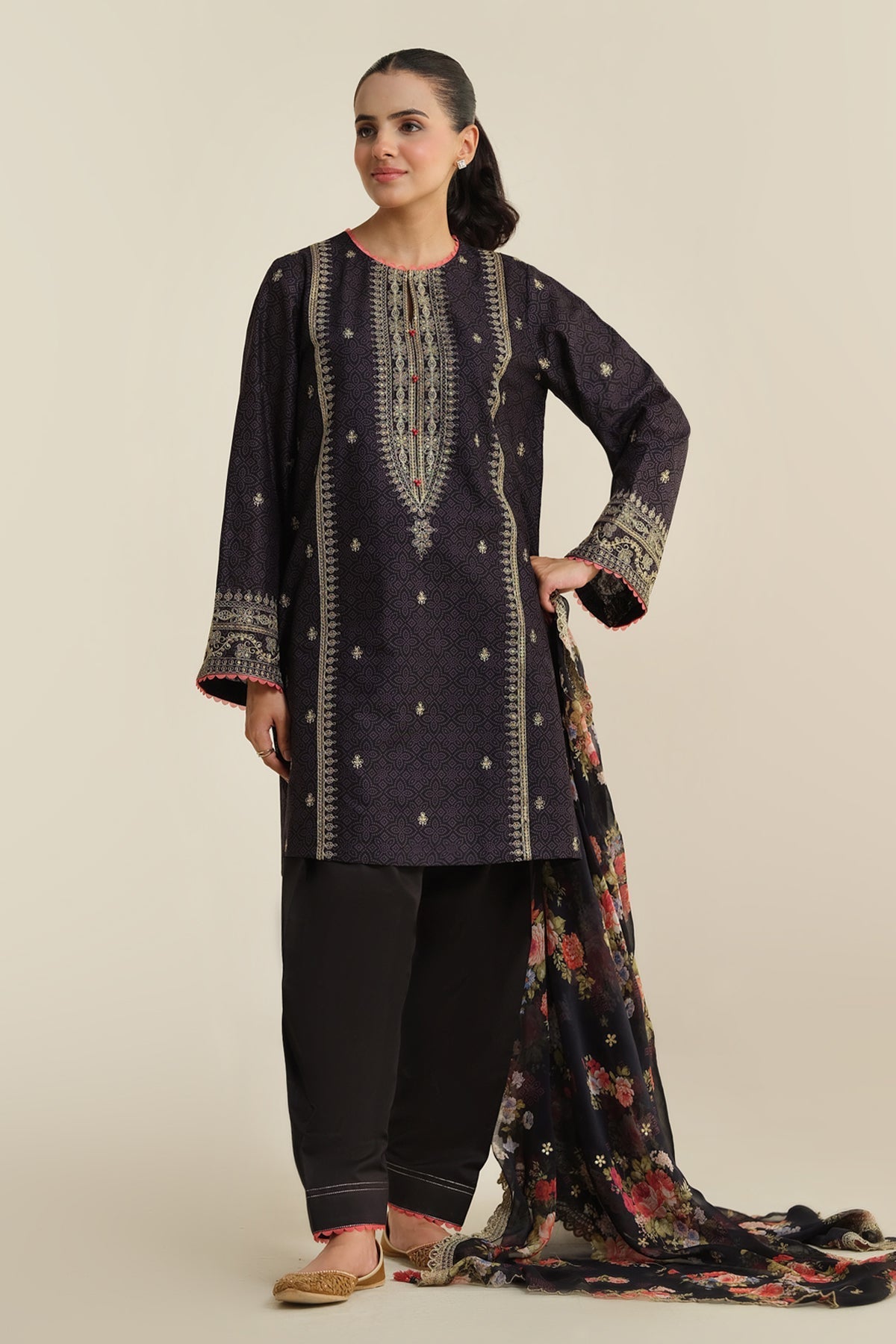 2-Piece -  Printed & Embroidered Suit - C6287 - Shop Now at Kayseria