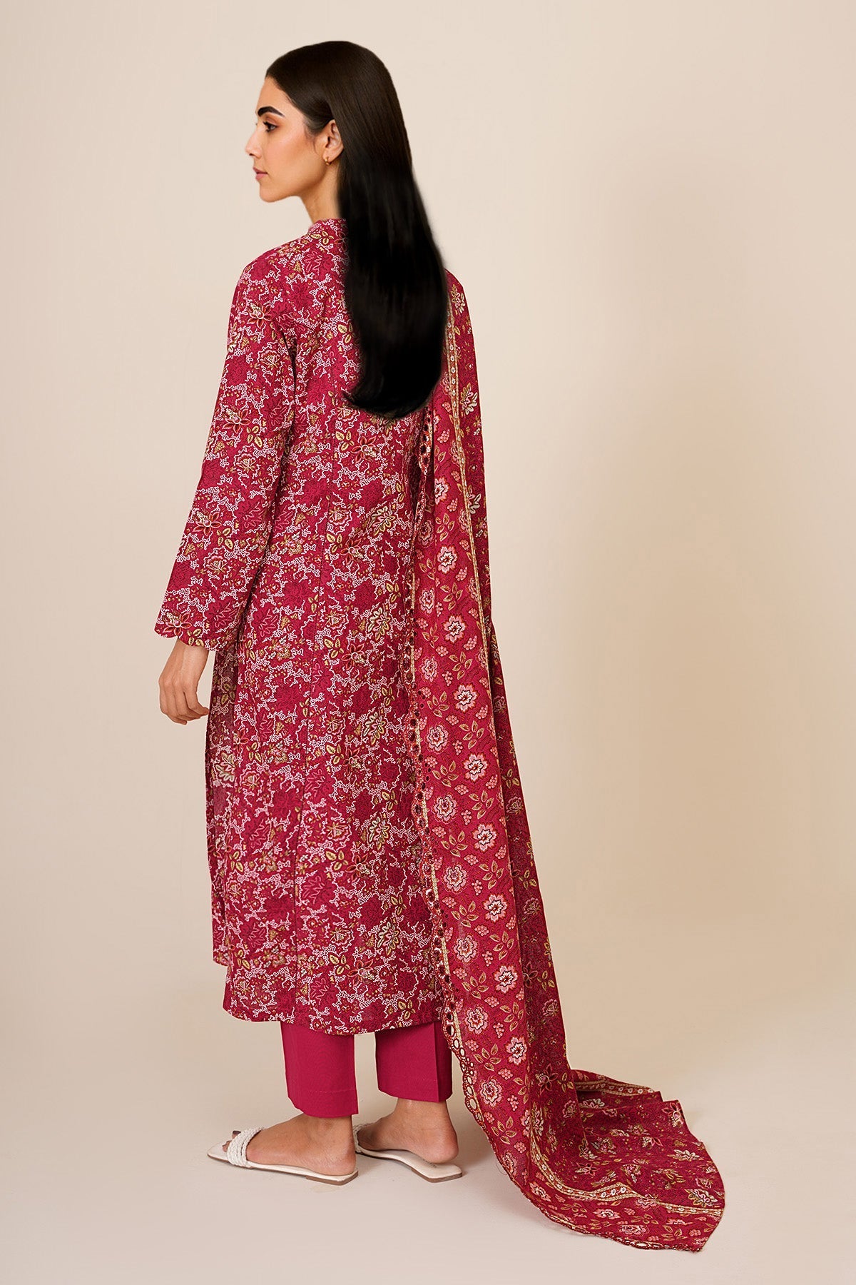 3 Piece - Printed & Embroidered Khaddar Suit - C6344 - Shop Now at Kayseria