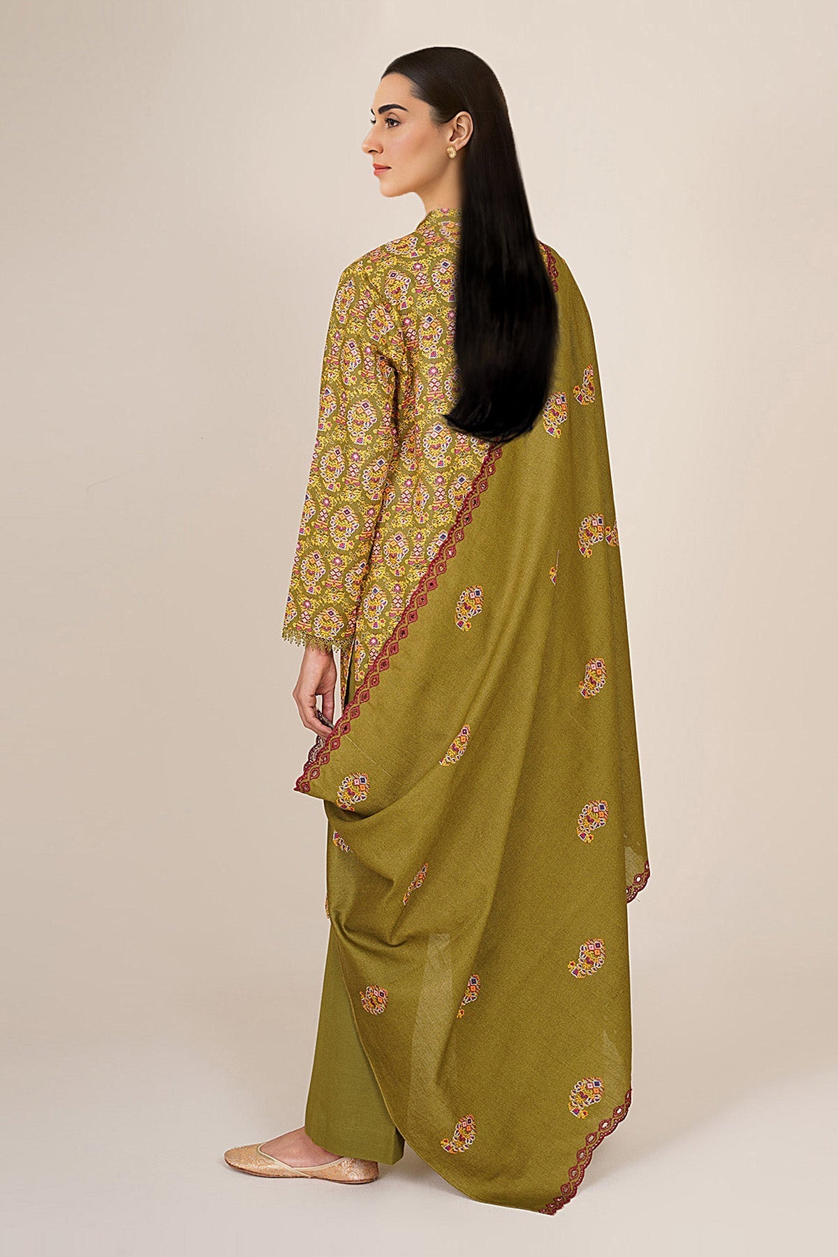 3 Piece - Printed & Embroidered Suit - C6459 - Shop Now at Kayseria