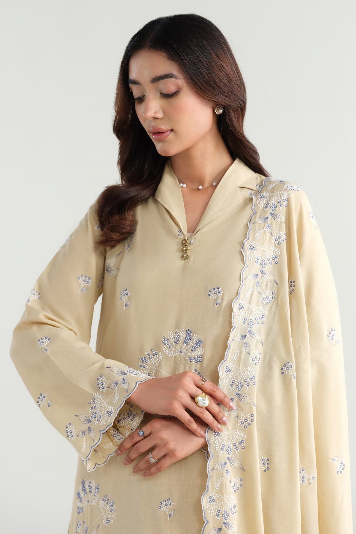 4 Piece -  Embroidered Shimmer Lawn Suit - E1640 - Shop Now at Kayseria