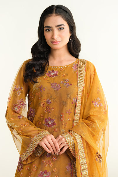 4 Piece - Embroidered & Embellished Poly Net Suit - E1663 - Shop Now at Kayseria