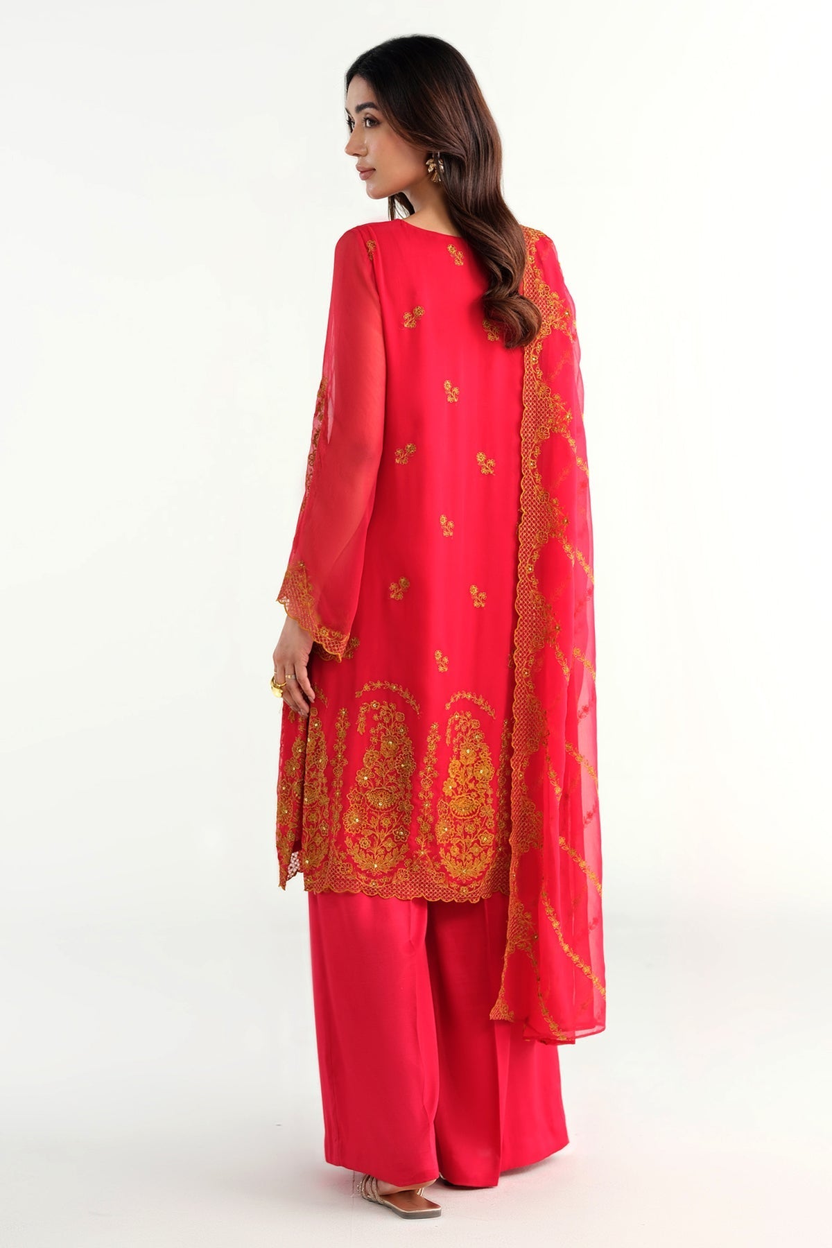 3 Piece - Embroidered & Embellished Bamber Chiffon Suit - E1716 - Shop Now at Kayseria