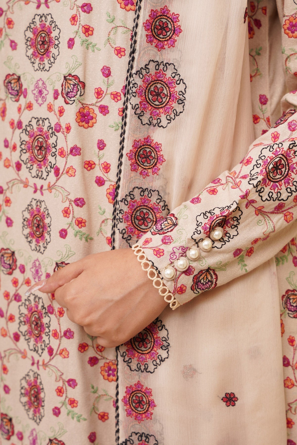 3 Piece - Embroidered Viscose Karandi Suit - E1770 - Shop Now at Kayseria
