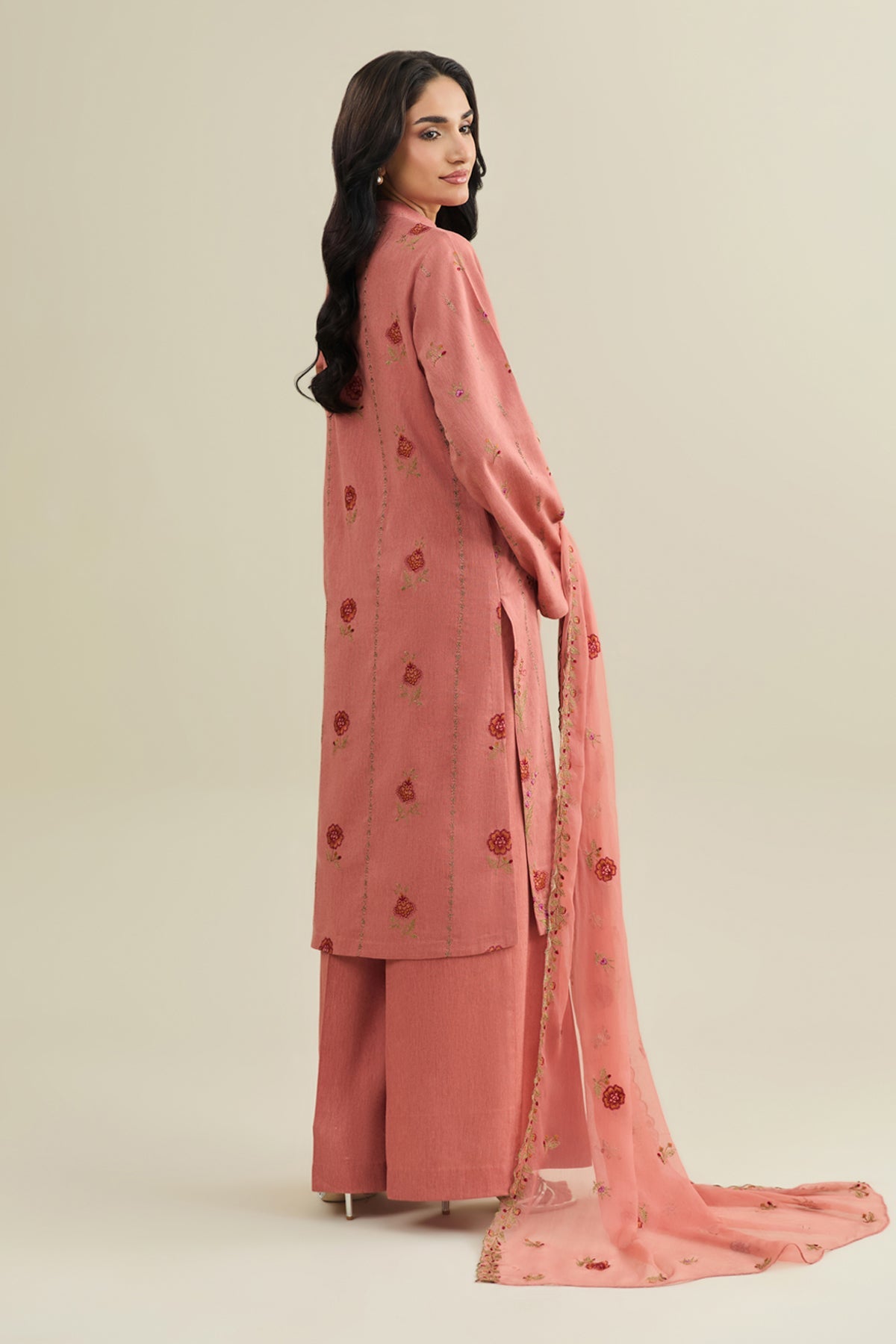 3 Piece - Embroidered Cotton Karandi Suit - E1850 - Shop Now at Kayseria
