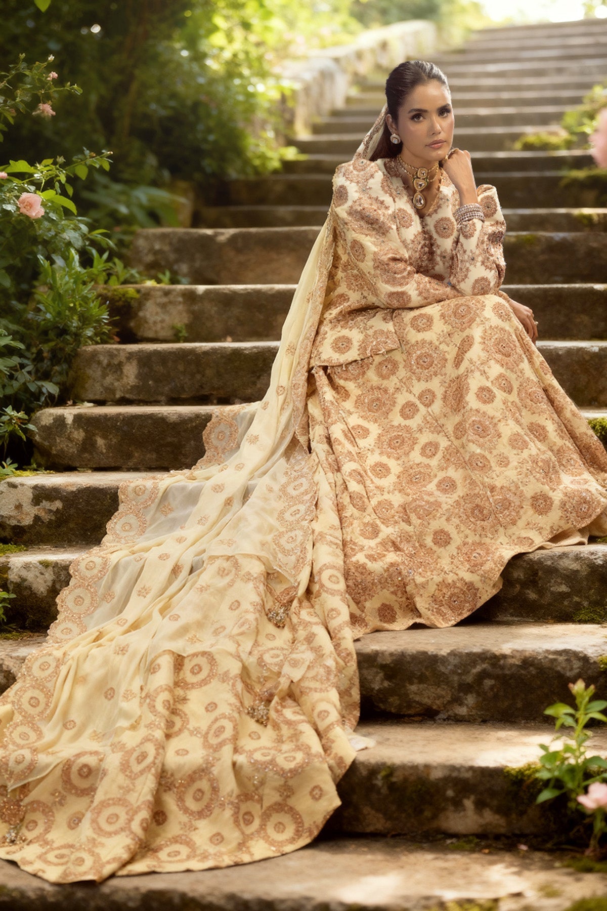 4 Piece - Embroidered & Embellished Bamber Chiffon Suit - E1874 - Shop Now at Kayseria