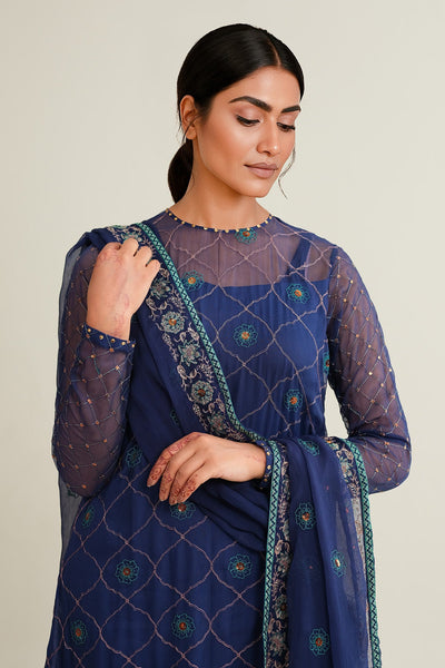 4 Piece - Embroidered Bamber Chiffon Suit - E1878 - Shop Now at Kayseria