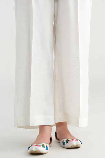 Embellished Raw Silk Trousers - KPS25-P3624 - Shop Now at Kayseria