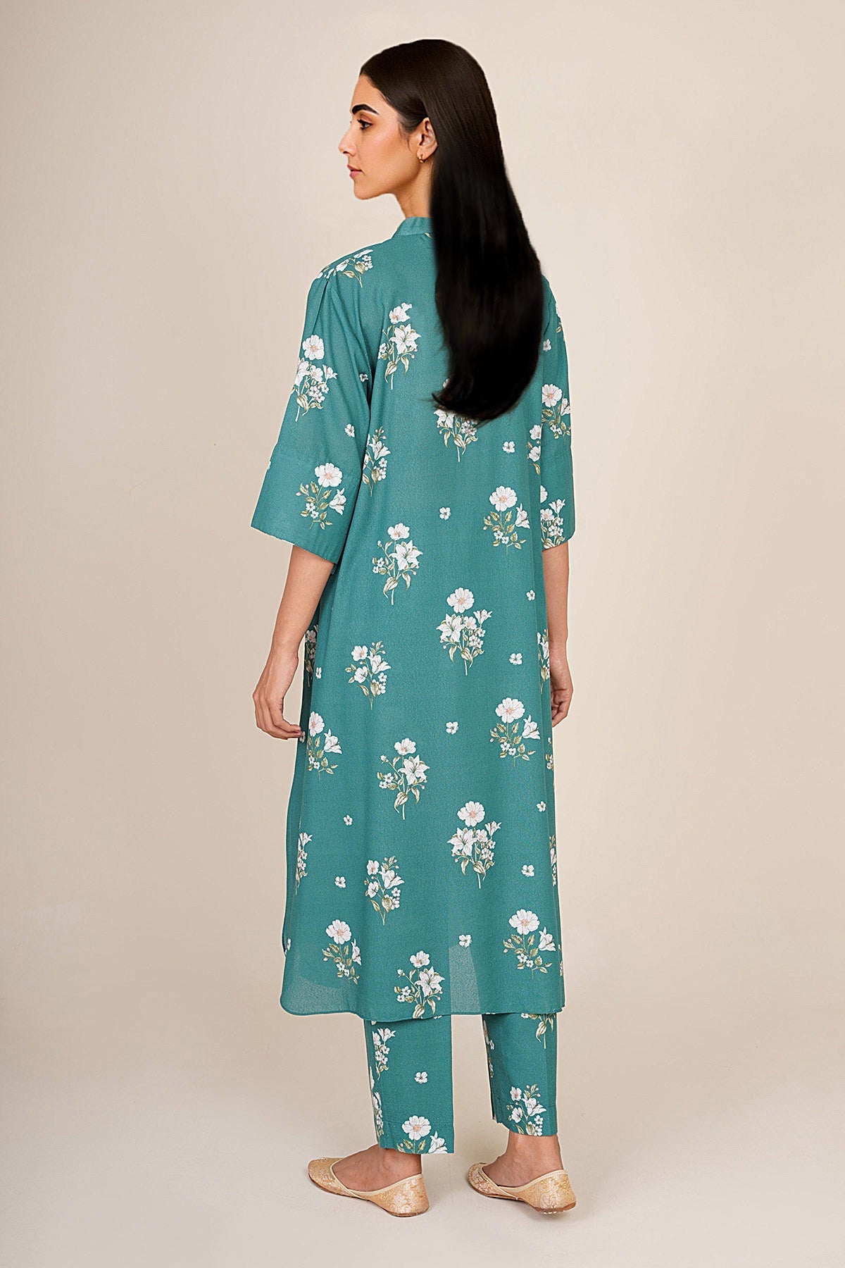 2 Piece - Printed & Embellished Cotton Karandi Suit - KPW25-P3677 - Shop Now at Kayseria