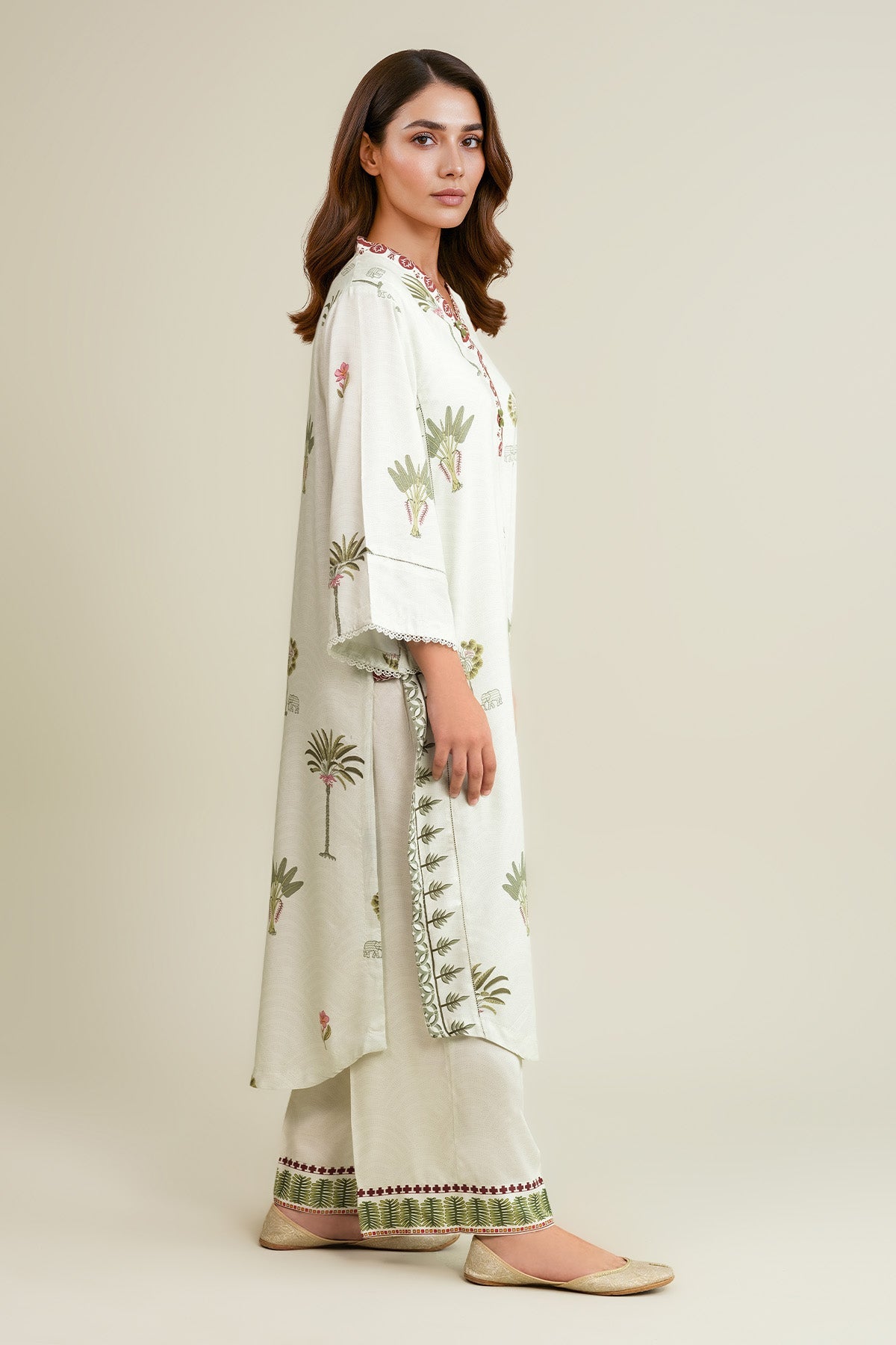 2 Piece - Printed Linen Suit - KPW25-P3816 - Shop Now at Kayseria