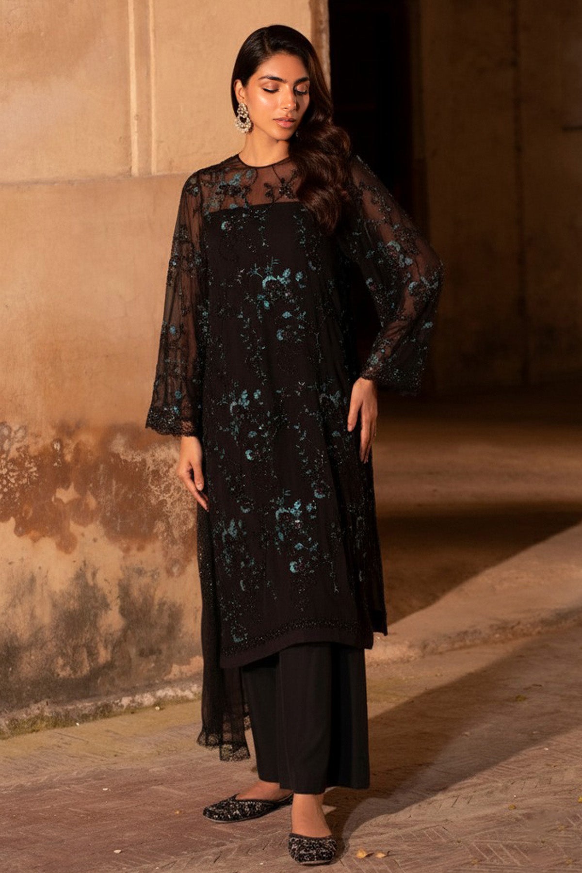 4 Piece - Embroidered Pure Chiffon Suit - MC2028 - Shop Now at Kayseria
