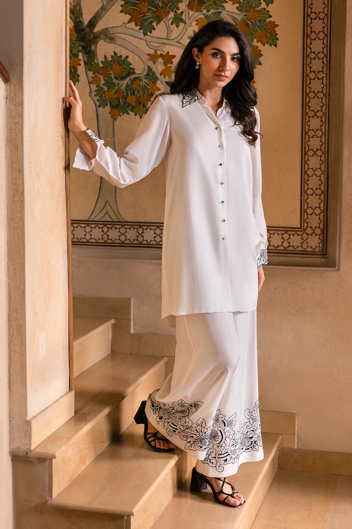 2 Piece - Embroidered Pure Silk Suit - MCP2001 - Shop Now at Kayseria