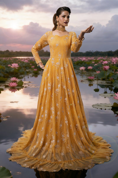 3 Piece - Embroidered & Embellished Bamber Chiffon Suit - E1715 - Shop Now at Kayseria