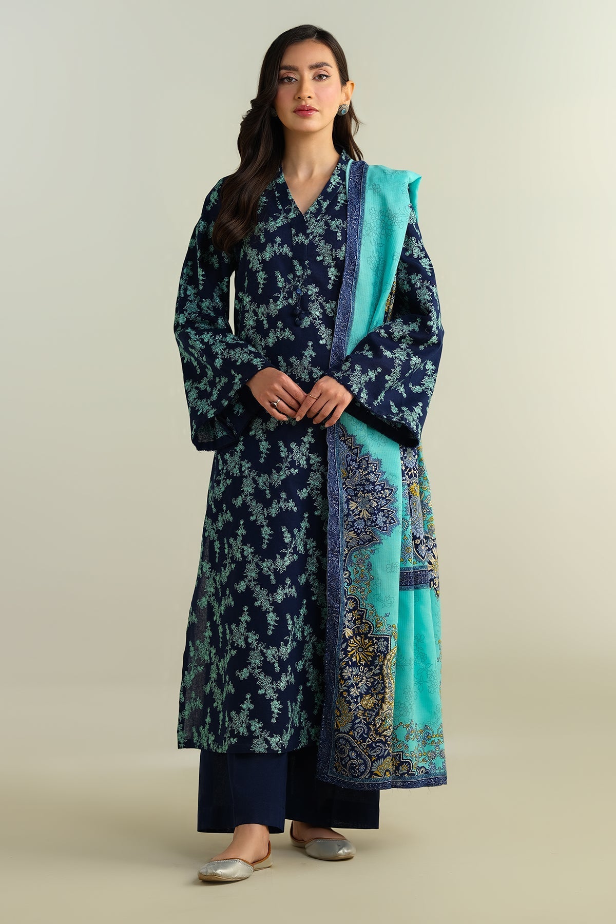 3 Piece - Embroidered Khaddar Suit - KPW24-P3044-44 - Shop Now at Kayseria